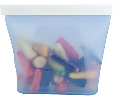 humangear GoPouch - Flexible Food Storage Container, Quick-Seal, Reusable Pouches, Leak Proof Bag with Slide-Lock Closure System, Blue, Medium