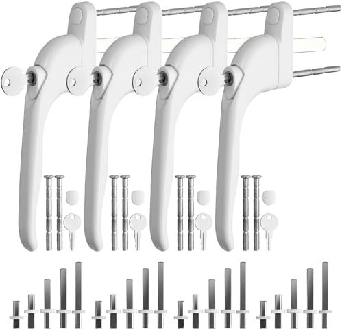 Neoteck 4PCS Inline Window Handle Universal Espag Key Locking Lockable Double Glazing Suitable for All Common Windows and Balcony Doors