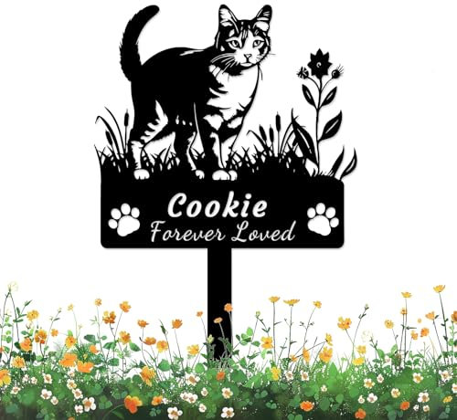 Personalized Cat Memorial Grave Marker Stake Custom Cat Memorial Garden Stake Pet Loss Sympathy Gift Outdoor Pet Memorial Plaque Metal Yard Stake
