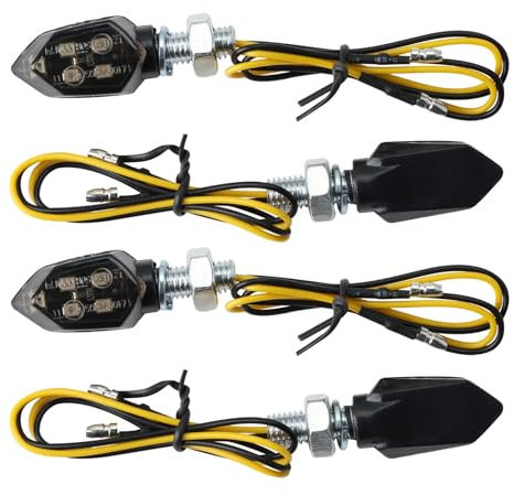 4 Stück Motorrad Blinker 12V LED Mit E Nummer, Mini 5 LED M8 E-Mark E24 Geprüft, IP65 Wasserdicht Blinkerlicht Universal Für Motorrad, Moped, Scooter, Fahrrad, Motocross, Quad
