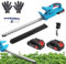 Heckenschere Akku Profi Hecken, Elektro Heckenschere Elektrischer Heckenschneider mit 2 Akkus und Ladegerät, 50cm Schnittlänge, 17mm Zahnabstand, Dual Schnittklingen, für Hecken, Strauch, Gartenpflege