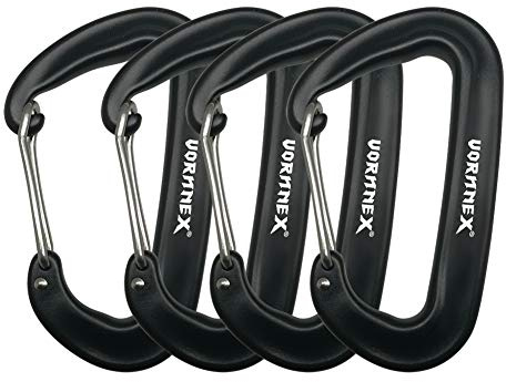 12KN Aluminum Carabiner Clip 4 Pack for Hammocks, 2700lbs Heavy Duty Large Clipping On Camping Accessories, Water Bottle,Backpacking and More - Black