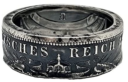 Coinring, Münzringaus 3 Mark Deutsches Kaiserreich 1910-1913, 900er Silber - Double Sided coin ring - Größe wählbar, handgeschmiedetes Unikat