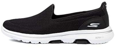 Skechers Women's GO Walk 5 Slip On Trainers, Black White, 8 UK Wide