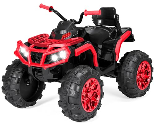 Best Choice Products 12V Kids Ride-On Electric ATV, 4-Wheeler Quad Car Toy w/Bluetooth Audio, 3.7mph Max Speed, Treaded Tires, LED Headlights, Radio - Red