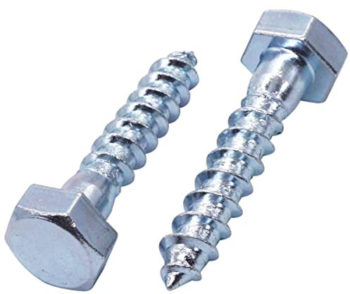 SKIR'CO Lot de 6 vis à bois à tête hexagonale DIN 571 en acier zingué M10 x 55 mm