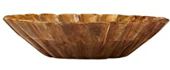 Boho Carved Wood Bowl with Scalloped Edge, Natural