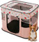 Foldable Pet Playpen Portable Kennel Cage for Puppy Dog Kitten Cat, Indoor/Outdoor Pop up Pet Tent Fence (XL,Pink)