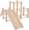 KiddyMoon Klettergerüst Indoor Holz Spielplatz Mit Rutsche Kletterdreieck Für Kinder Kletterturm Mit Climber Für Kinderzimmer Montessori, Anti-Rutsch Pads, Stabile Konstruktion, Beige