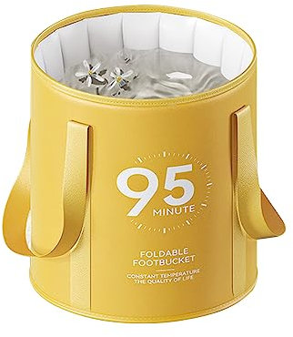 Collapsible Foot Spa, 37L Collapsible Foot Bath Foldable Foot Soak Bath Basin for Pedicure and Foot Care, Portable Foot Bath Bowl Tub Water Bucket for Travel Fishing Camping (Yellow)