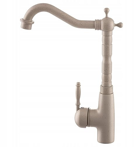 Granitan Rubinetto da cucina in stile retrò, con beccuccio girevole a 360°, rubinetto da cucina vintage ad alta pressione, testa in ceramica, set di rubinetti per bagno, cucina, ristorante, hotel