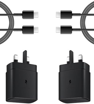 Super Fast Charger USB-C, 2 Pack 45W Fast Charging for Samsung Galaxy S25 Ultra/S25+/S25/S24 Ultra/S24+/S24/S23/S22/S21,A56,A55,A36,A16,Z Fold 6/Flip 6,Tab S10 S9,USB C Plug with 1.8M 5A Type-C Cable