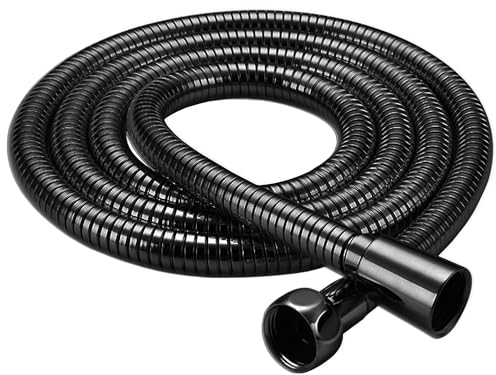 Flexible de douche noir 2m acier inox flexibilite superieure anti-torsion universel Resistant a l'usure tuyau douche noir 200 cm 2 metres
