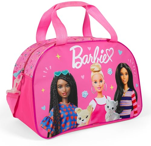 PERLETTI Bolsa Deporte de Viaje Niña Rosa - Mochila Gimnasio Duffle Bag para Niñas con Correa Ajustable Estampado Fucsia - Bolso Deportivo Infantil Bandolera Piscina Gimnasio - 28x41,5x21cm