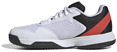 adidas Unisex niños Courtflash Kids Tennis Shoes, Cloud White/Silver Metallic/Bright Red, 35 EU