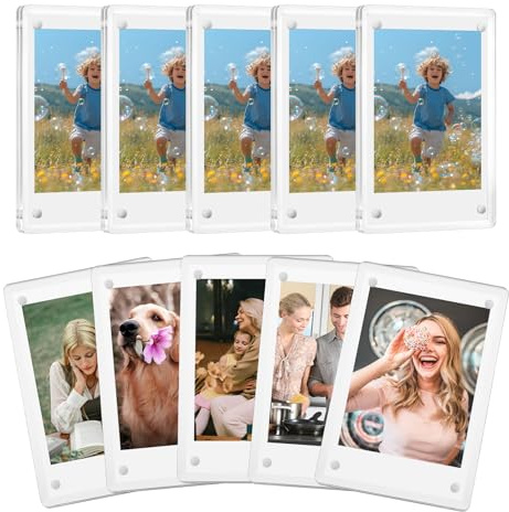 JUOIFIP 10 Pack Acrylic Polaroid Fridge Magnetic Picture Frames 2.36x3.54