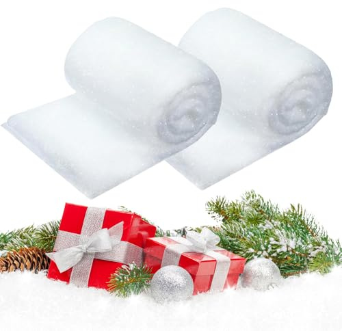 XPJBKC Manta de Nieve Artificial, 2 Pcs Manta de Nieve de Navidad, Nieve para Arbol de Navidad, Nieve Artificial para Arbol de Navidad, Manta de Algodón de Nieve para Árbol de Navidad, 80 x 240 cm