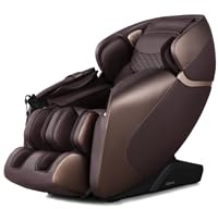 GOPLUS Fauteuil de Massage Electrique Gravité Zéro, Fauteuil de Massage Shiatsu Inclinable avec Track SL, Rouleau de Pied, Commande Vocale, Fauteuil de Relaxation Bluetooth pour Tout Le Corps (Brun)