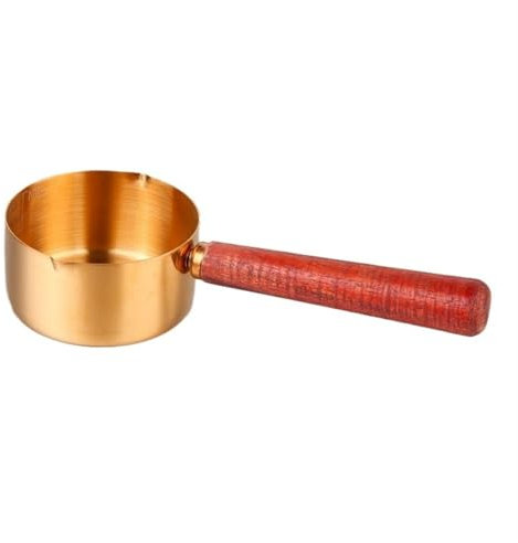 ruyi-1986 Saucière Saucière Commerciale en Acier Inoxydable avec poignée, saucière à Steak, Manche en Bois, saucière Occidentale, Plat à tremper for Salade de tomates Pot à Sauce(Grand)