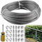 GBKDQQ Cable de alambre de 3 mm, cable de acero inoxidable de 20 m, cable de acero inoxidable PVC, cuerda de acero inoxidable 304 con manguitos de aluminio, cuerda de acero con ojales, guardacabos