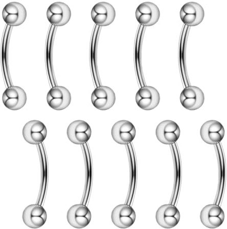 Besyvvin 10pz bilanciere curvo 8mm piercing sopracciglio labbro setto torre 1.2mm acciaio chirurgico piercing al sopracciglio argento