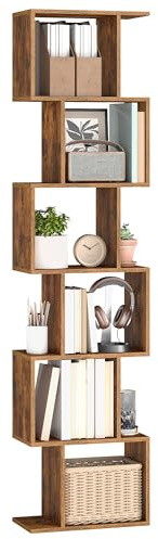 VASAGLE Scaffale a 6 Ripiani, Libreria, 24 x 40 x 191 cm, Divisorio per Stanza, Organizzatore a Cubi, Stile Moderno, per Soggiorno, Camera da Letto, Ufficio, Marrone Vintage LBC461K01
