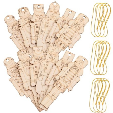 HOLIDYOYO 12pezzi Legno Grezzo Natale Schiaccianoci Ritagli Di Legno Per Artigianato Fette Di Non Colorate Schiegge Per Graffiti Ciondoli Per Alberi