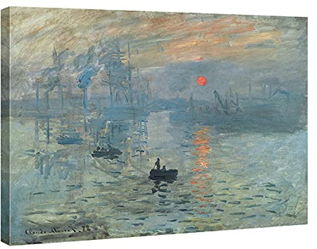 Wieco Art Impression Sunrise Extra Large Modern Gallery Wrapped Giclee Canvas Prints of Claude Monet Famous Oil Paintings Reproduction Seascape Artwork Sea Pictures on Canvas Wall Art for Home Decor