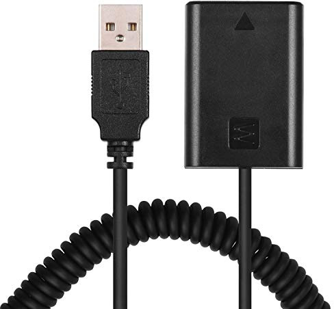 Andoer 5 V USB NP-FW50 Dummy-Akku Adapter mit flexiblem Federkabel Kompatibel mit Sony A7 A7II A7R A7S A7RII A7SII A6000 A5000 A3000 NEX5 NEX3 ILDC-Kamera