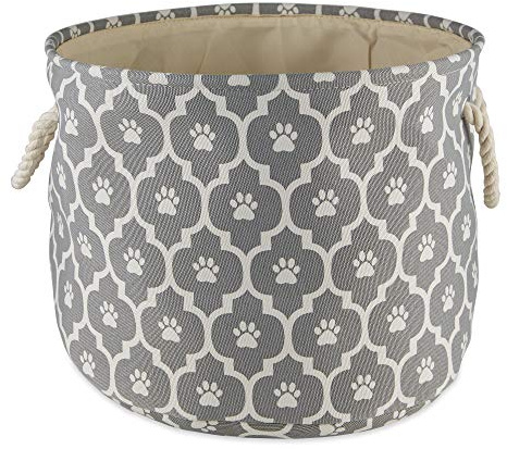 Bone Dry Lattice Paw Print, Cotton, Gray, M Round