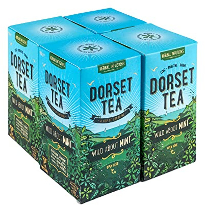 Dorset Tea Wild About Mint Tea Bags 4 Boxes x 20 Tea Bags (80 Tea Bags Total) Caffeine Free Peppermint Tea Bags