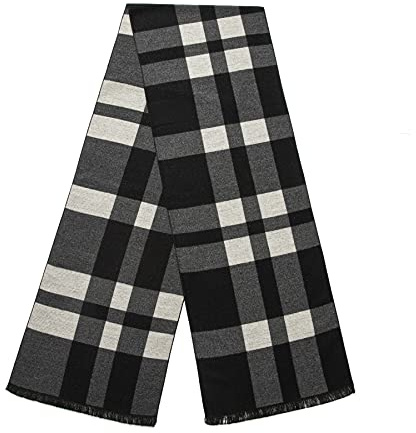 Lindoro Merinoull halsduk för män, tartan varm lätt rutig vinter långa halsdukar med presentask