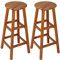 Casaria® Barhocker 2er Set Holz Akazie Outdoor 75cm Sitzhöhe Fußstütze 150kg Belastbarkeit Massiv Rund Rustikal Garten Küche Bar Stuhl Hocker Braun