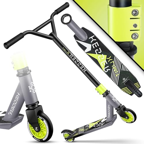KESSER® Stunt Scooter X-Limit - 360° Lenkung Robuster Funscooter Stuntscooter mit ABEC 9 Kugellagern, 100 mm PU Räder, Kickscooter Tretroller Cityroller Trick Roller für Kinder Erwachsene, Anthrazit