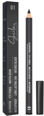 Sheila Cosmetics Cleopatra, Wasserfester Augenstift, Weiche und Verblendbare Textur, 24 Stunden Halt, Augenärztlich Getestet, Made in Italy (01 Intense Black)