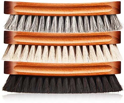 3 Pcs Horsehair Shoe Brush Kit Polishing Daubers Applicators Leather Care Brushes Shine Cleaning Brush(Shoe Brush Set C)