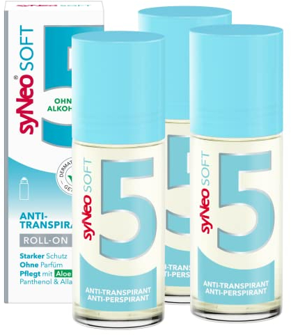 syNeo 5 soft Antitranspirant Roll-On ohne Alkohol, Anti Schweiß Deo für Damen und Herren gegen starkes Schwitzen, Anti Transpirant Antiperspirant Deoroller, 3er Pack (3 x 50 ml)