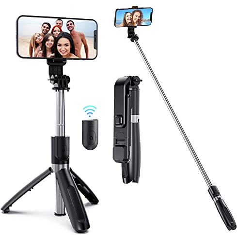 Selfie Stick Compatible with Samsung Galaxy A16 A15 A25 A35 A55 A14 A34 A54 A04s A13 A23 A33 A53 A73 5G Wireless Remote and Tripod Head Mount, Extendable and Portable, Cell Phone Tripod Camera Stand
