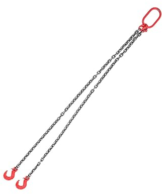 Lfhelper Chaîne de suspension 2 m 2 brins de 8 mm de diamètre - Chaîne de levage de moteur en acier Mn G80 Mn - Chaîne de serrage 3T - Classe de qualité avec crochet de préhension des jambes
