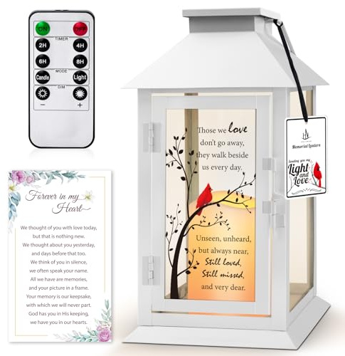 HN HAIINAA Memorial Lantern Bereavement Gifts in Memory of Loved One - Remembrance Sympathy Gifts for Loss of Mother or Father with LED Candle and Remote