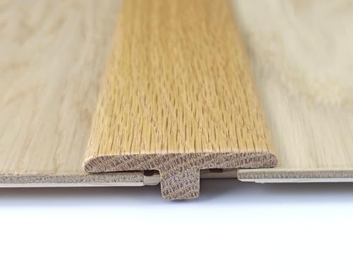 Project DIY® Solid Oak T-Profile Threshold Bar | 50x15mm Oak Transition Profile for Flooring | Covers Expansion Gaps | 0.9m Length | Height Adjustable 14mm-18mm (Lacquered)