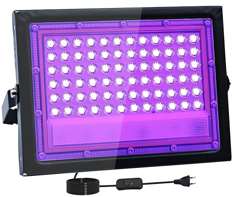 50W LED svart ljus, IP66 vattentät UV-spotlight, ultraviolett svart ljus med strömbrytare för Halloween, nattklubb, kroppsfärg, neon, DJ, svart ljus fest