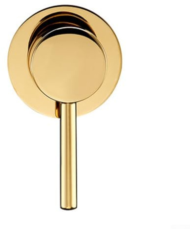 Vidonergy Miscelatore manuale rotondo a parete in ottone nascosto con leva singola controllo acqua calda e fredda, funzione di spegnimento on/off, finitura cromata, adatto (oro)