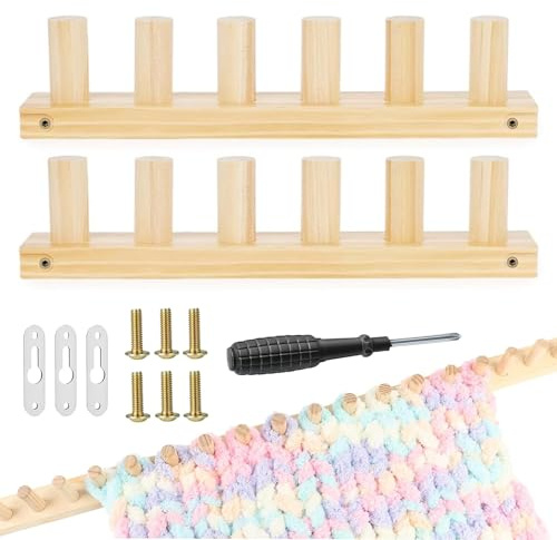MXGHIR Chunky Blanket Knitting Loom Kit, 2 PCS Wooden Crochet Looms Set