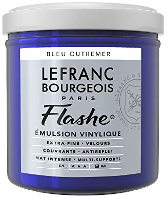 Lefranc Bourgeois 300637 Flashe Acrylfarbe & Vinylfarbe, hochpigmentiert, elastisch, lichtecht, alterungsbeständig, matt, für den Innen- & Außenbereich, 125ml Topf - Ultramarinblau