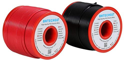 BNTECHGO 22 Gauge PVC 1007 Solid Electric Wire Red and Black Each 100 ft 22 AWG 1007 Hook Up Tinned Copper Wire
