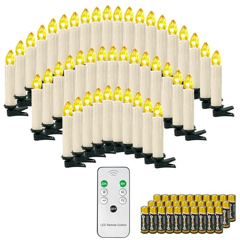 OZAVO 30er Weihnachtskerzen mit Batterie, kabellose LED Kerzen, Christbaumkerzen mit Fernbedienung, Weihnachtsbaumbeleuchtung, Weihnachten
