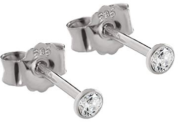 NKlaus PAAR 2,3mm Ohrstecker Weißgold 585 Gold Ohrringe 14 Karat Kristall Zirkonia weiß 2071