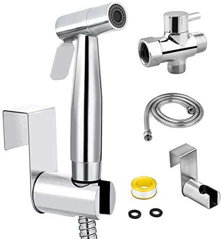 SOMDARHK Handheld Bidet Sprayer Kit - Stainless Steel High Pressure Adjustable Toilet Sprayer with Hose for Feminine Hygiene Cloth Diaper Cleaning Pet Bath Durable Leak Proof