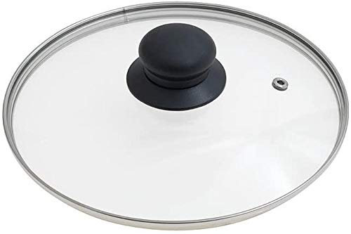 Vetrineinrete® Coperchio in Vetro temperato per pentole padelle con Foro Vapore 16 18 20 24 26 28 30 32 cm Bordo Acciaio (Ø30) B53